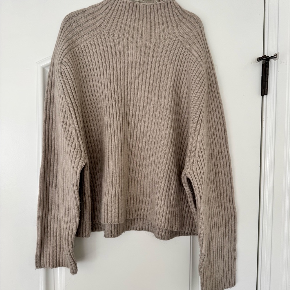 H&M Taupe Ribbed Turtleneck Sweater